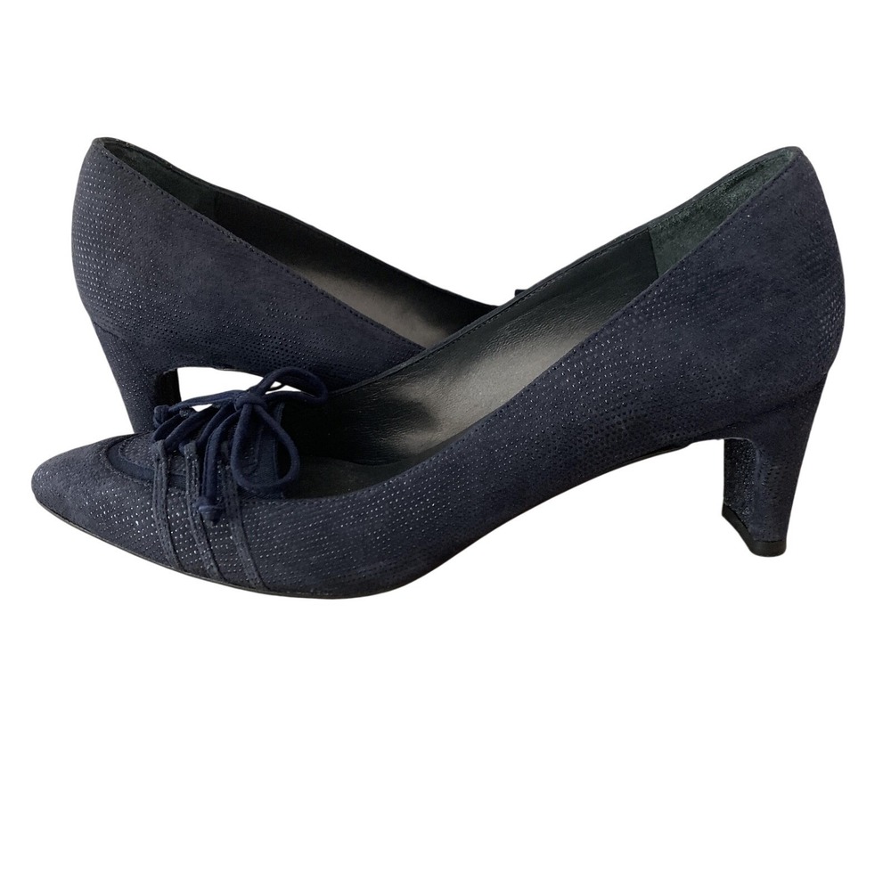 Stuart Weitzman Navy Blue Suede Ghillie Lace-Up Pumps Women's Size 8M - Picture 13 of 15